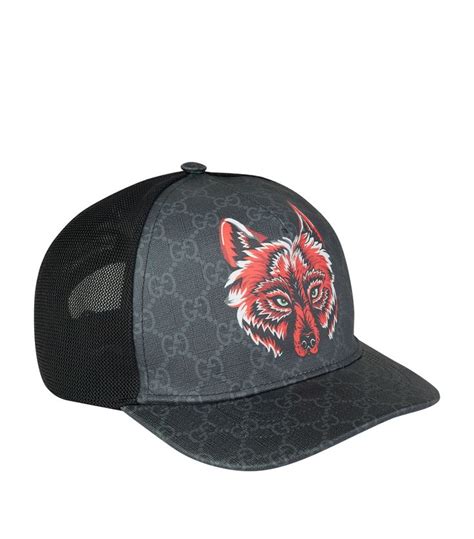 gucci wolf hat black